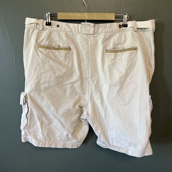 Orvis Khaki Leather Accent Pocket Cargo Outdoors Fishing Shorts 44 - Picture 4 of 4